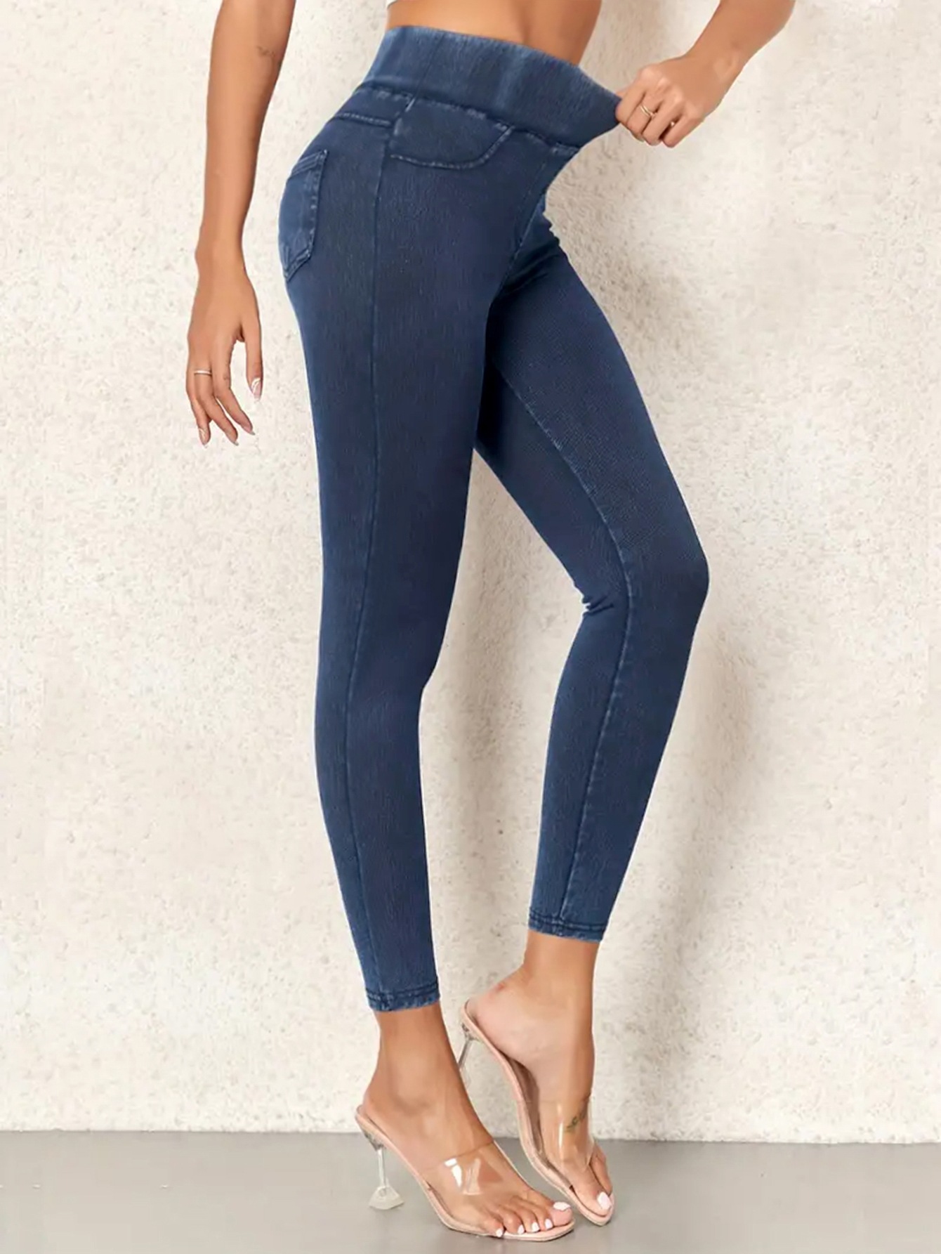 Women Stretchy Denim Leggings High Waist Skinny Jeggings